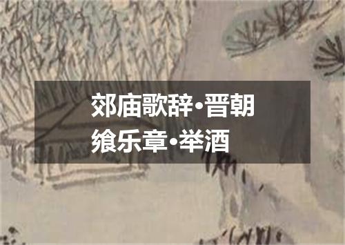 郊庙歌辞·晋朝飨乐章·举酒