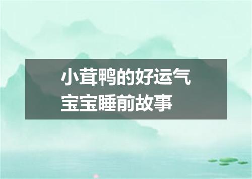 小茸鸭的好运气宝宝睡前故事